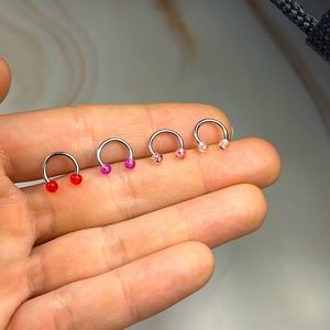 4 Pcs 16G Horseshoe Nose Septum Rings Stainless Steel Curved